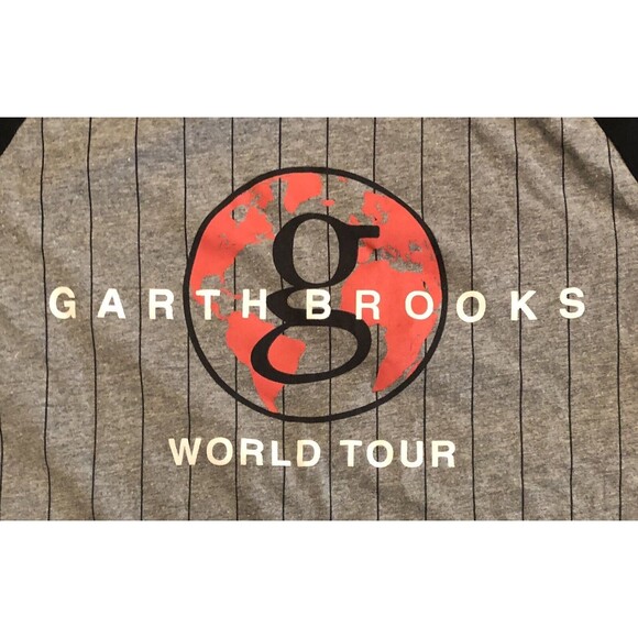 Garth Brooks World Tour Concert M T-Shirt Pinstripe 3/4 Sleeve Raglan Baseball - Picture 2 of 7
